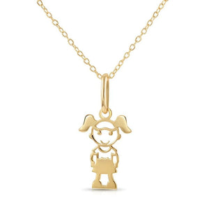 Stunning 14K Yellow Gold Little Girl Pendant Necklace - Perfect Gift for Her!.