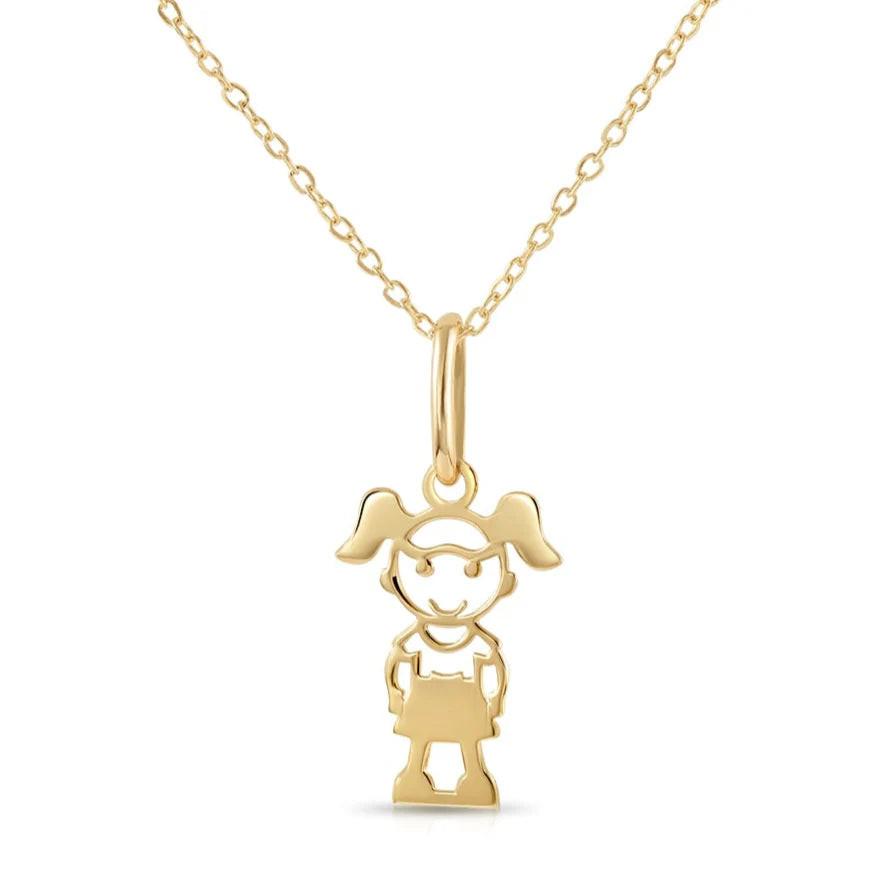 Stunning 14K Yellow Gold Little Girl Pendant Necklace - Perfect Gift for Her!.