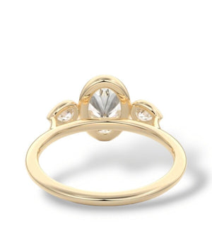 2Ct Oval Cut Moissanitethree Stone Ring, Engagement Ring, 14K Solid Gold Ring, Wedding Ring