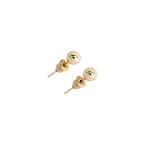 14K Real Gold High Polished Stud Earrings with Push Back Closure | Sizes: 5Mm, 6Mm, 7Mm, 10Mm | High Quality Ball Studs