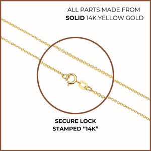 Elegant 14K Solid Yellow Gold Diamond-Cut Dainty Cable Chain Necklace - Handmade in Italy, 0.9mm-1.5mm.