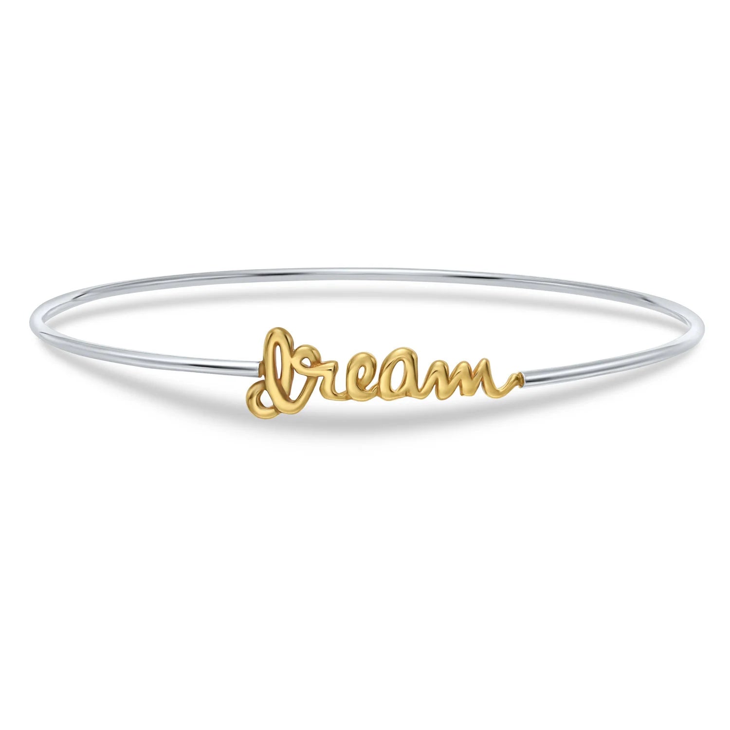 Sterling Silver "Dream" Script Bangle Bracelet