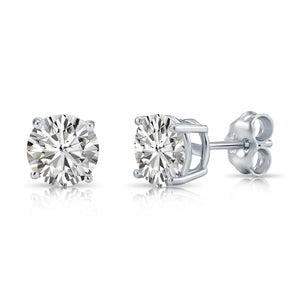 Sterling Silver Simulated Diamond Studs, with Secure Pushbacks