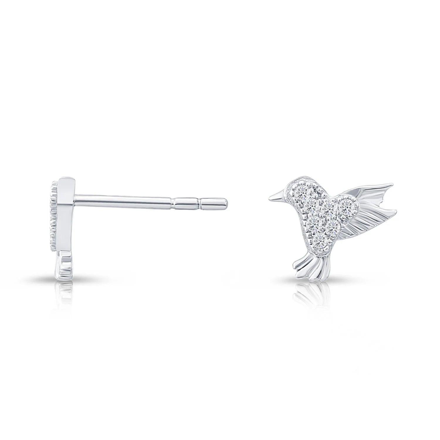 Elegant CZ Bird Stud Earrings in Premium Sterling Silver.