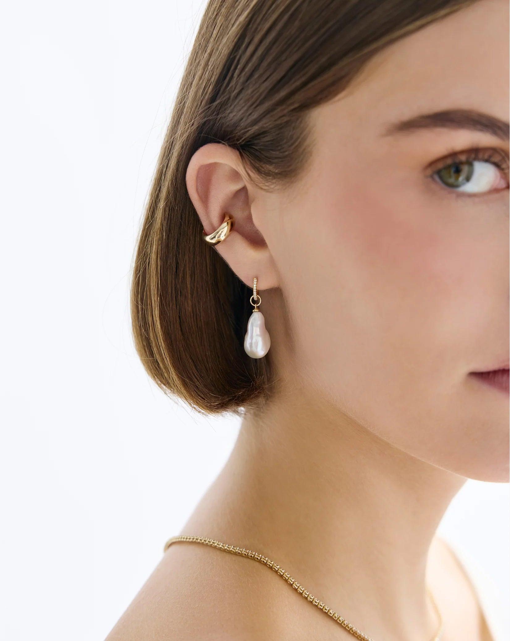 Stunning Pearl Huggie Charm Earrings - Elevate Your Style!.