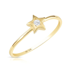 10K Yellow Gold Dainty Star Ring