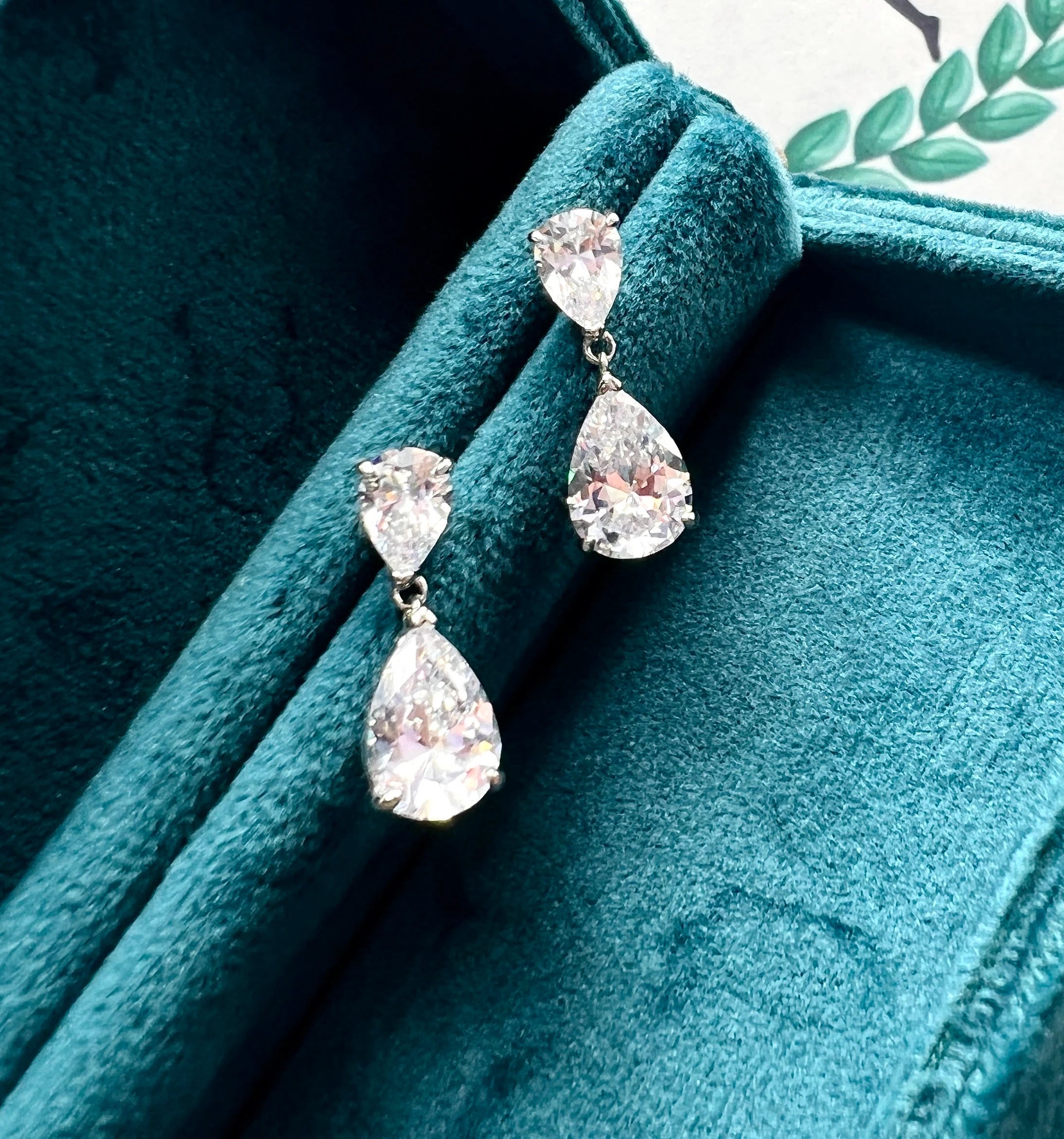 3 Carat Mini Dainty Pear Diamond Drop Dangle Earrings Exquisite ART DECO Style S925/14K18K GOLD