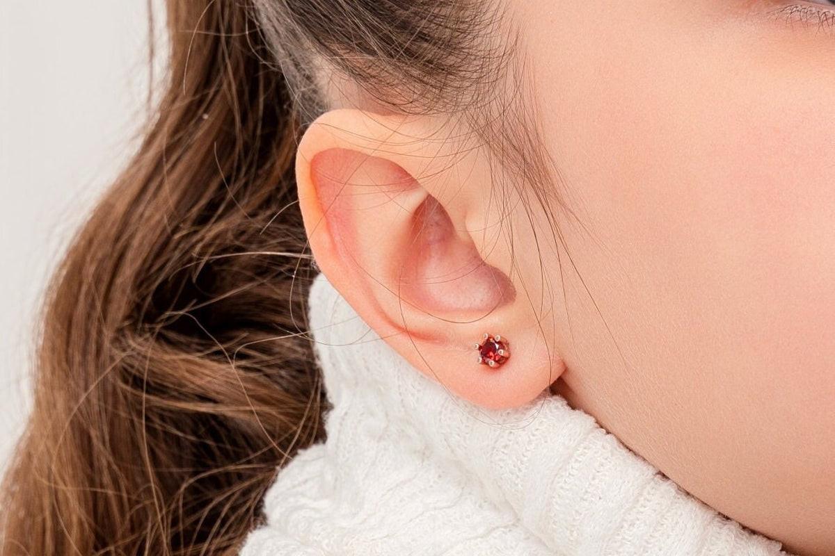 Personalized 925 Sterling Silver Birthstone Stud Earrings for Kids and Babies.