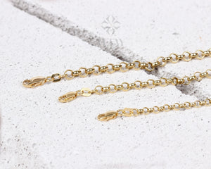 14K Gold Rolo Chain Bracelet, 3Mm 4Mm 5Mm Gold Link Belcher Chain Bracelet, Link Charm Bracelet, Minimal Delicate round Bracelet, Woman, Men