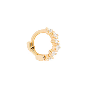 14K Solid Gold Diamond Cartilage Hoop Earring: Helix Huggie