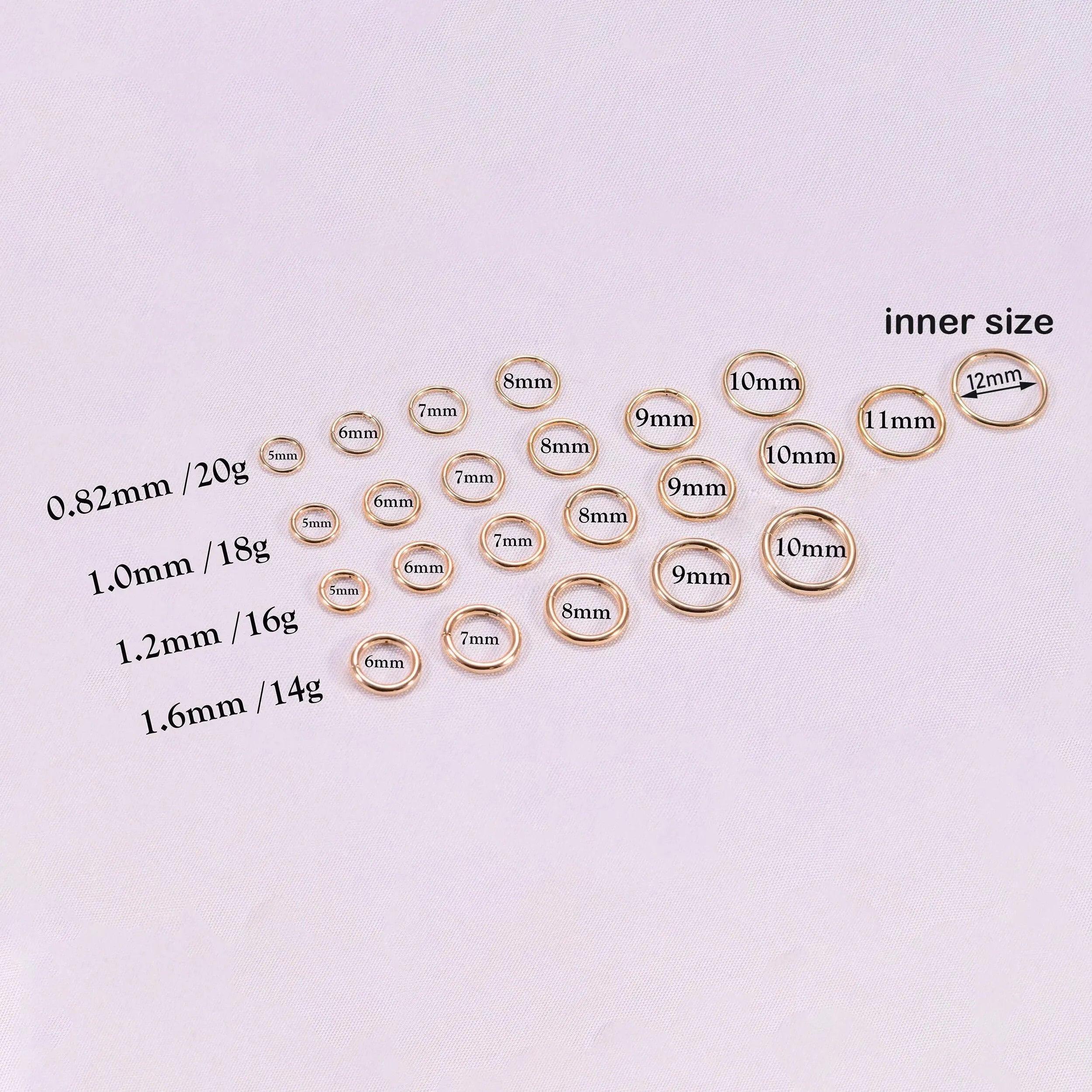 14K Solid Gold Clicker Hoop Earring - Stylish Hinged Cartilage, Helix, Tragus, and Nose Ring.