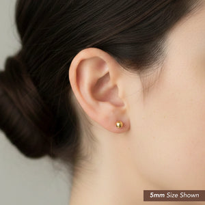 14K Gold Filled High Polished round Ball Studs, Pushback