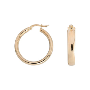 Radiant 14K Solid Yellow Gold 5mm Bold Hoop Earrings - Timeless Classic for Every Day.