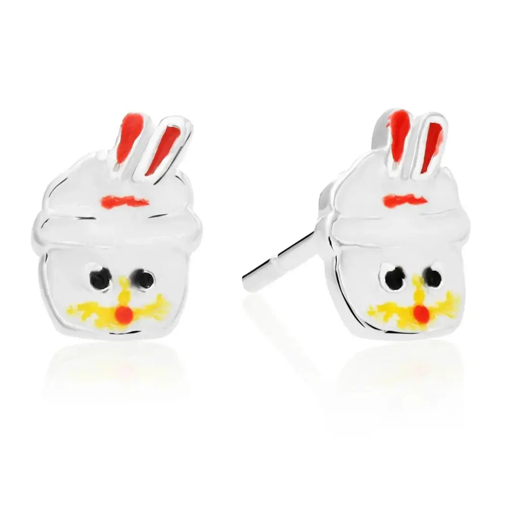 Adorable 925 Sterling Silver Bunny Cupcake Enamel Studs with Pushback Closure.