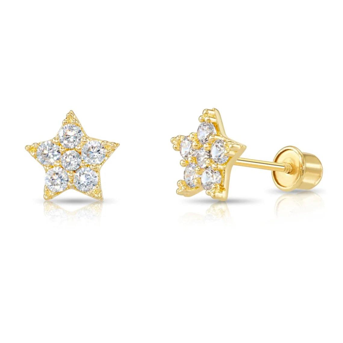 Dazzling 14K Gold Star Shaped Stud Earrings - Perfect for Everyday Elegance!.