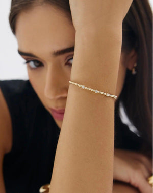 Exquisite Diamond Bead Bangle - Elevate Your Elegance.