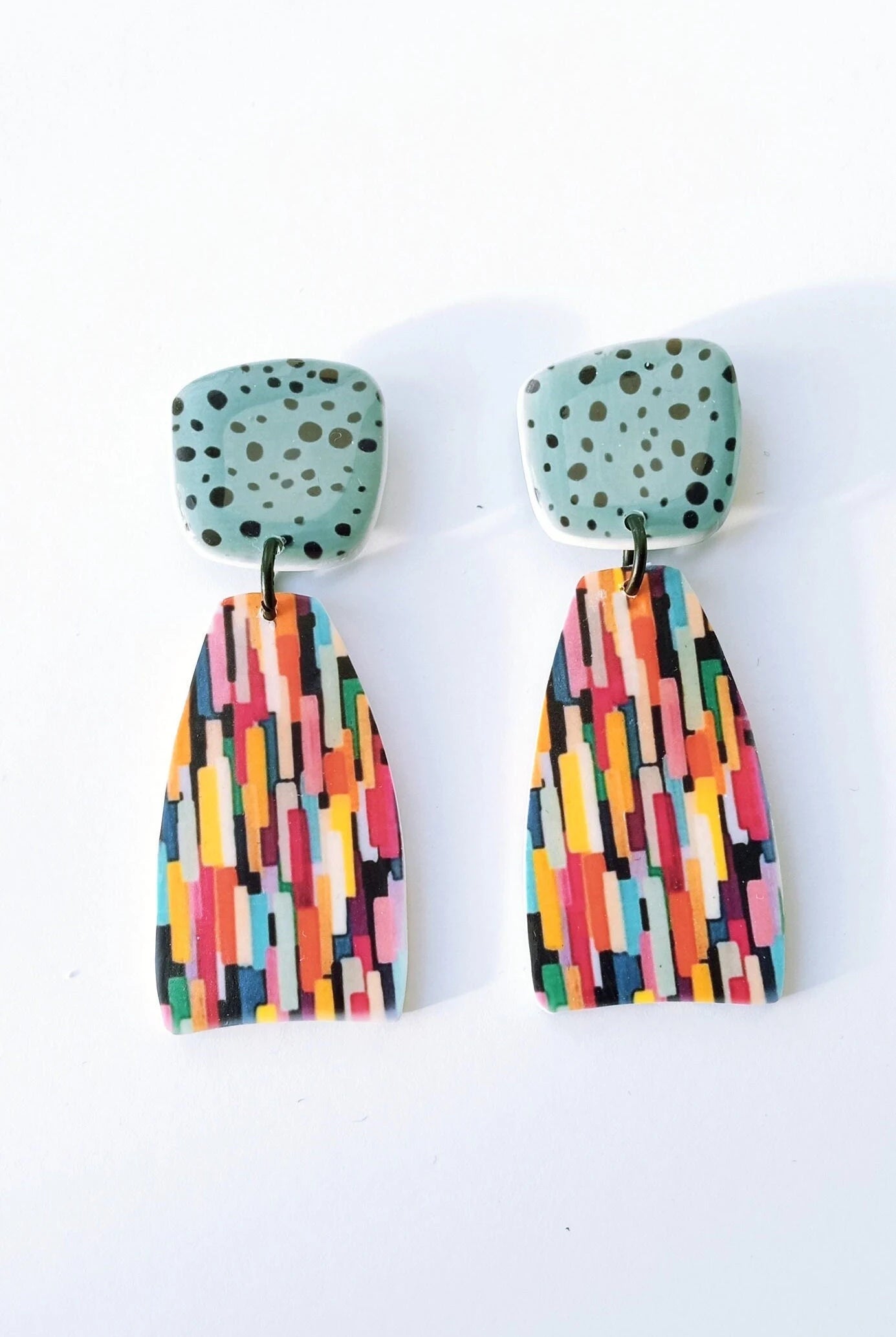 Statement Earrings by Mila Studio • Drop Earrings for Everyday • Birthday Gift for Her • Colourful Jewellery • Art Deco Dangle Earrings