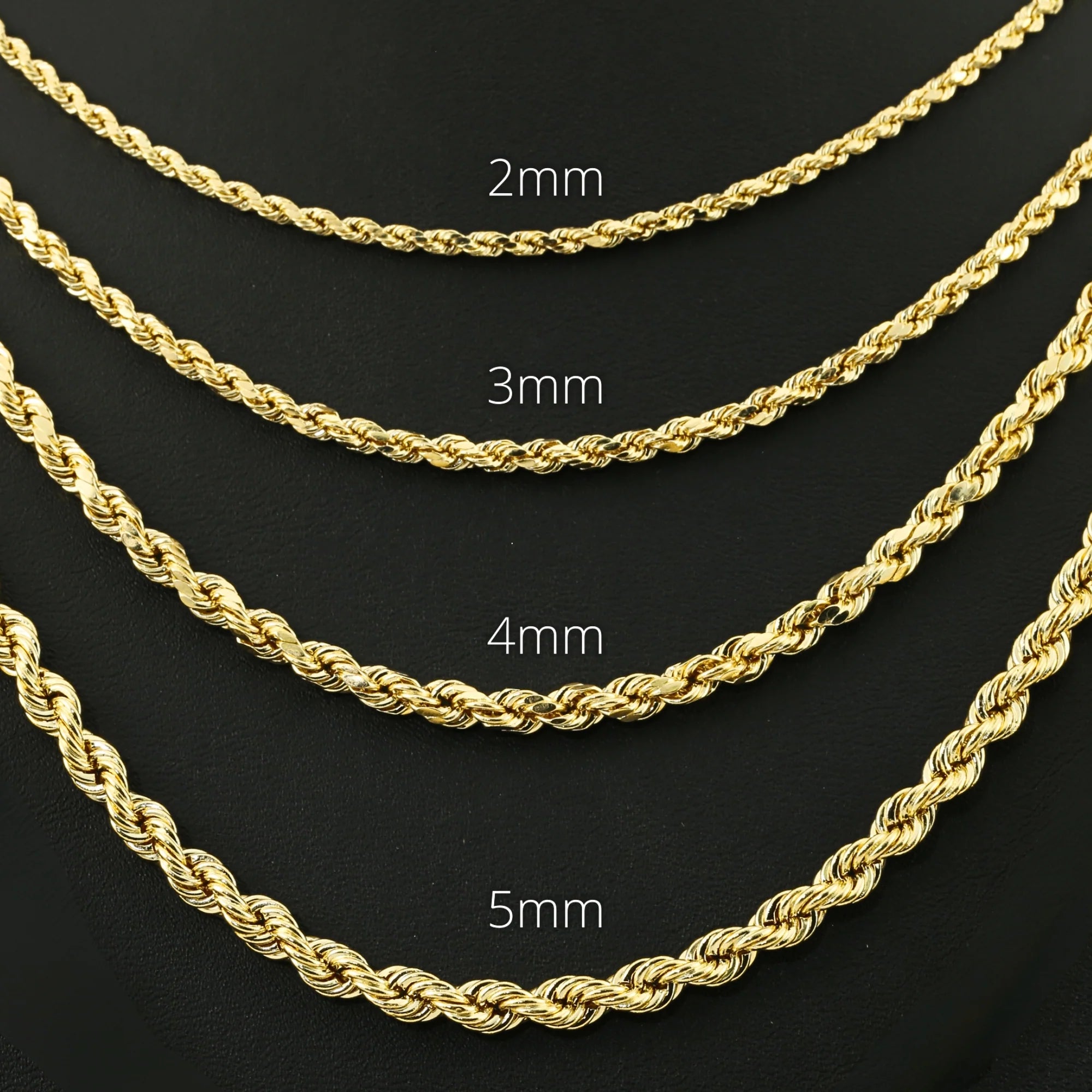 14K Yellow Gold Rope Chain Bracelet, Lobster Lock