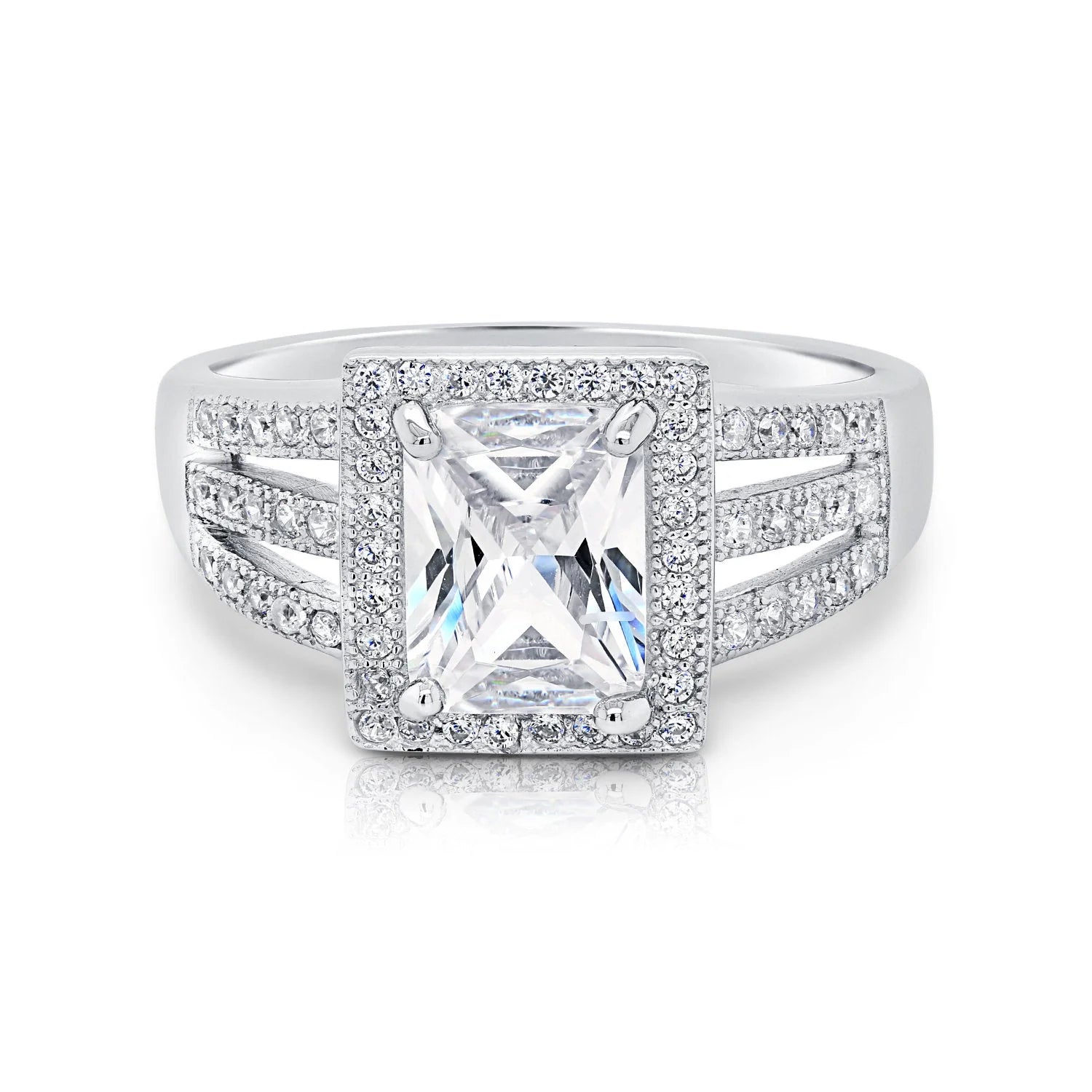 CZ Princess Baguette Ring in Sterling Silver