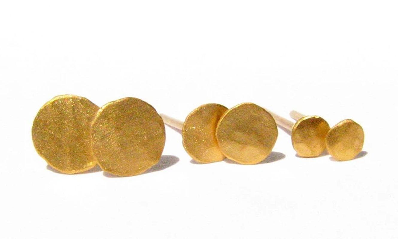 24K Solid Gold Stud Earrings, 5mm Pure Yellow Gold Post Earrings.