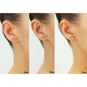 Bundle SET of 3! 14K Yellow Gold Ball Stud Earrings with Screw Backings, Unisex