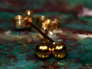 Elegant 24K Gold 3mm Ball Stud Earrings - Timeless Minimalist Design in Pure Solid Gold.