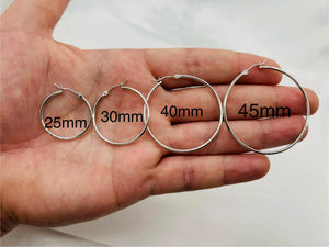 14K Gold Hoop Earring Set: Polished Real Gold, 1.5Mm Thick