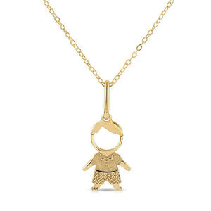 Charming 14K Yellow Gold Little Boy Pendant Necklace with 18" Chain - A Perfect Gift!.