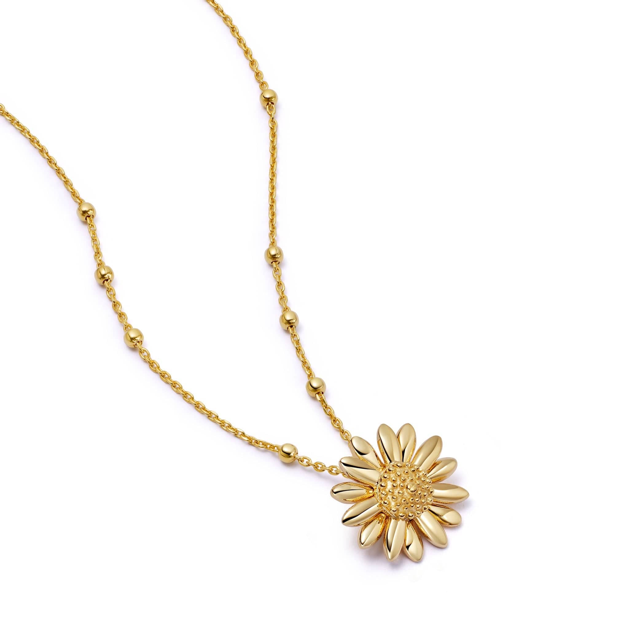 English Daisy Bobble Necklace 18Ct Gold Plate