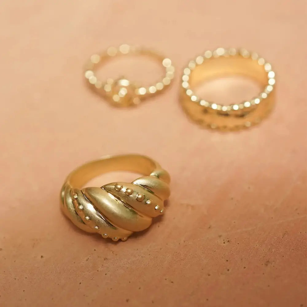 Amulet Dome Ring 18Ct Gold Plate