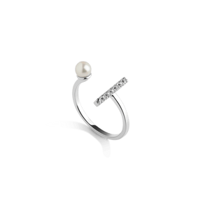 Archival Open Pearl Ring NikNenz™ Premium Gold & Diamonds