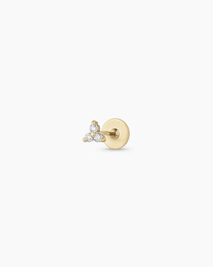 14K Diamond Bali Flat Back Single Stud