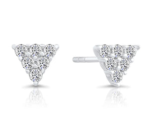 Stunning CZ Tiny Triangle Sterling Silver Stud Earrings.