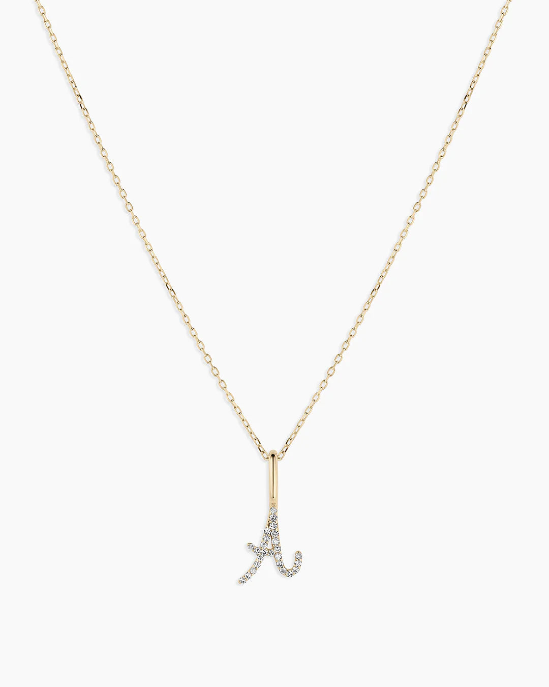 Diamond Script Alphabet Charm Necklace