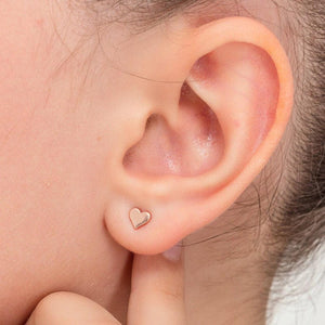 Dainty 925 Sterling Silver & 14K Gold Small Heart Stud Earrings - Perfect Gift of Luck!.