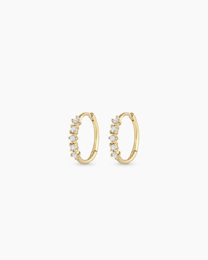 14K Diamond Row Huggies