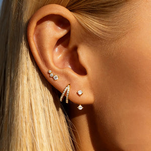 Gold Plated Earrings Set for Women Cubic Zirconia Stud Hoop Earrings Stack Female Casual Daily Jewelry Accessories
