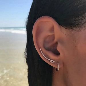 Diamond Ear Crawler, 14K Gold Curved Cuff (Single)