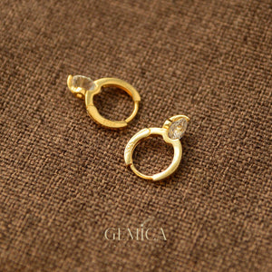 Dainty 14K Gold Vermeil CZ Diamond Huggie Hoops