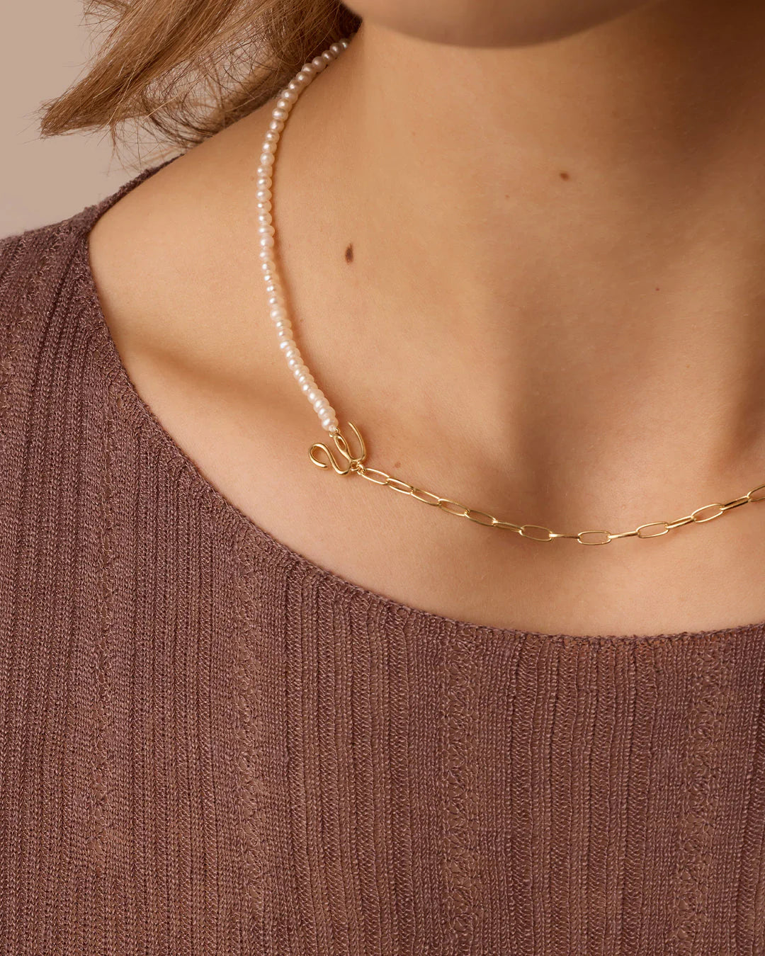 Lou Pearl Alphabet Necklace NikNenz™ Premium Gold & Diamonds