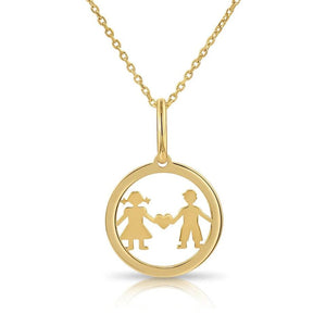 Charming 14K Yellow Gold Heart Pendant Necklace for Boys & Girls.