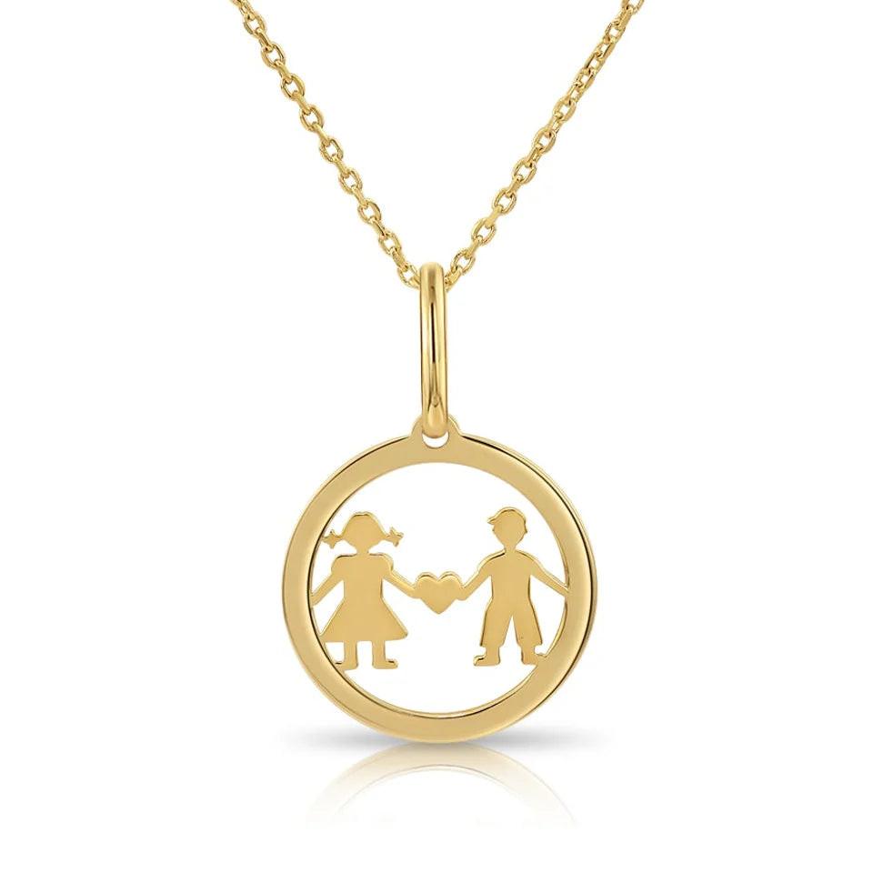 Charming 14K Yellow Gold Heart Pendant Necklace for Boys & Girls.