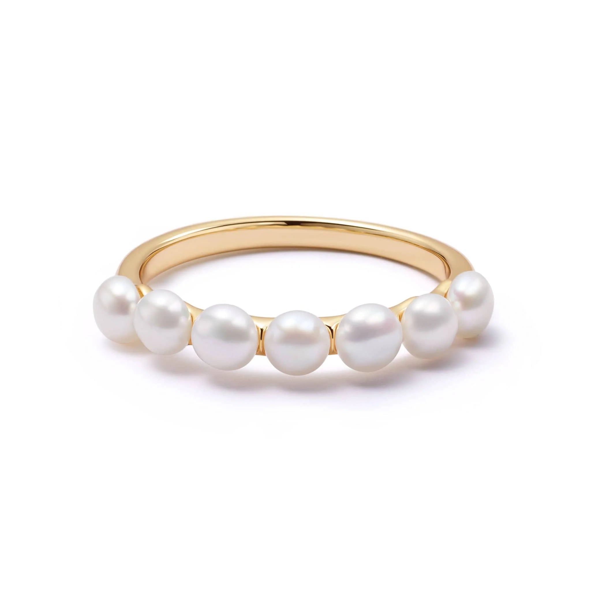 Chunky Pearl Band Ring 18Ct Gold Plate