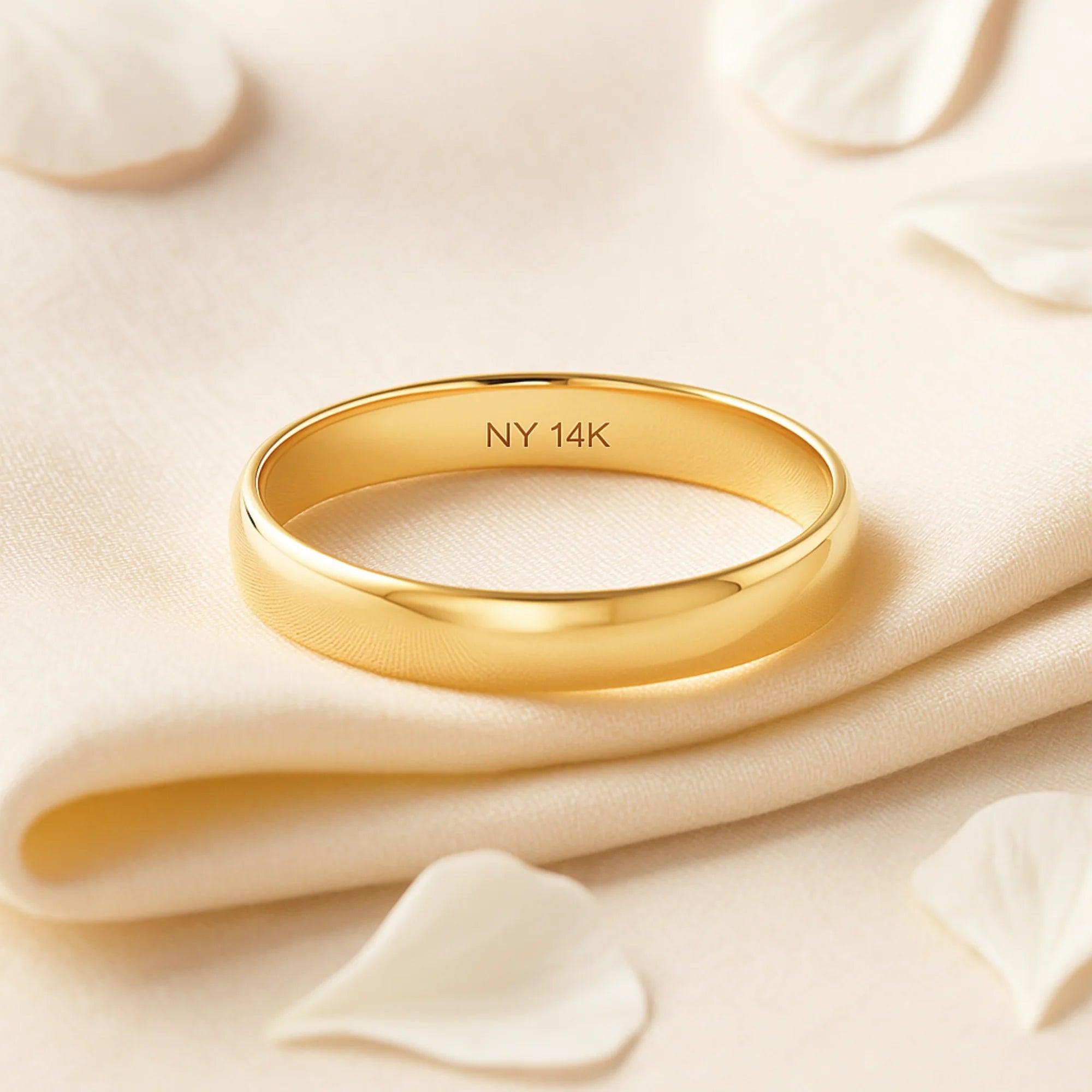 14K Yellow Gold Classic Wedding/Engagement Band Ring, 3Mm Thin