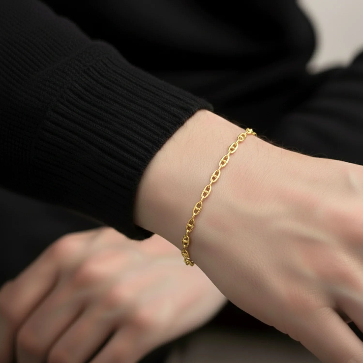Sterling Silver Gold Plated Mariner Link Bracelet