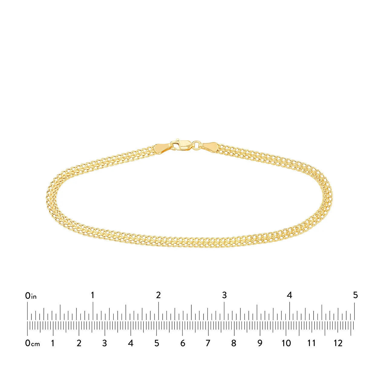 4.3Mm Diamond Cut Curb Bismark Chain Anklet Real 14K Yellow Gold 10"