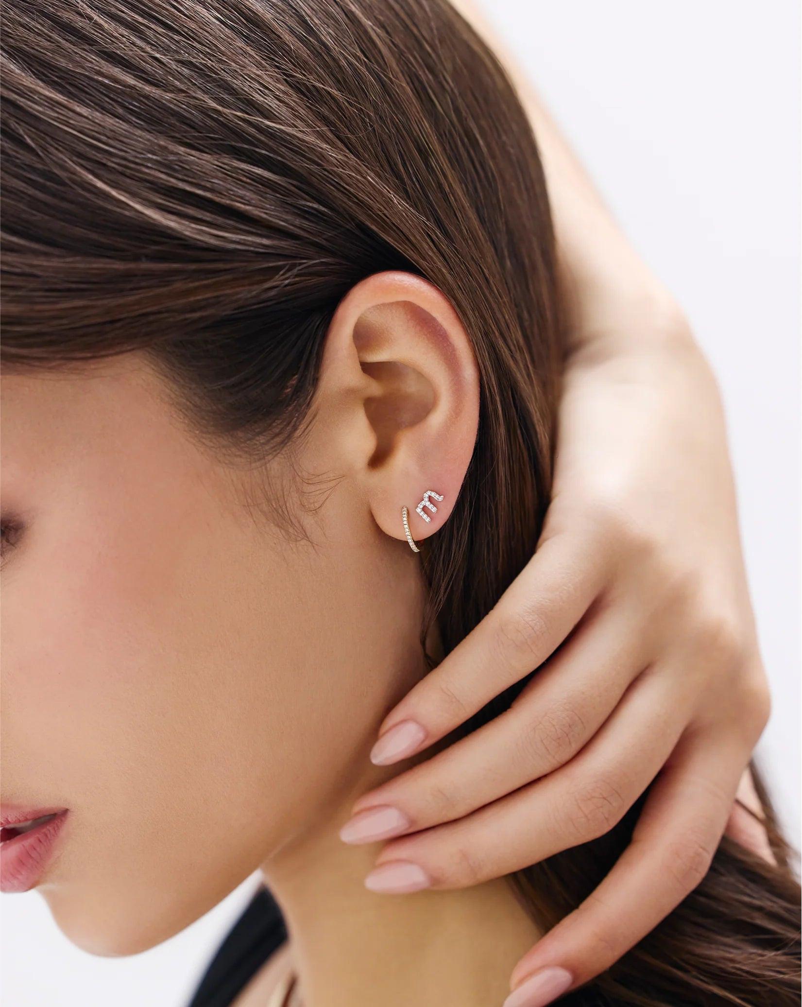Sparkling Mini Letter Pavé Stud Earrings.