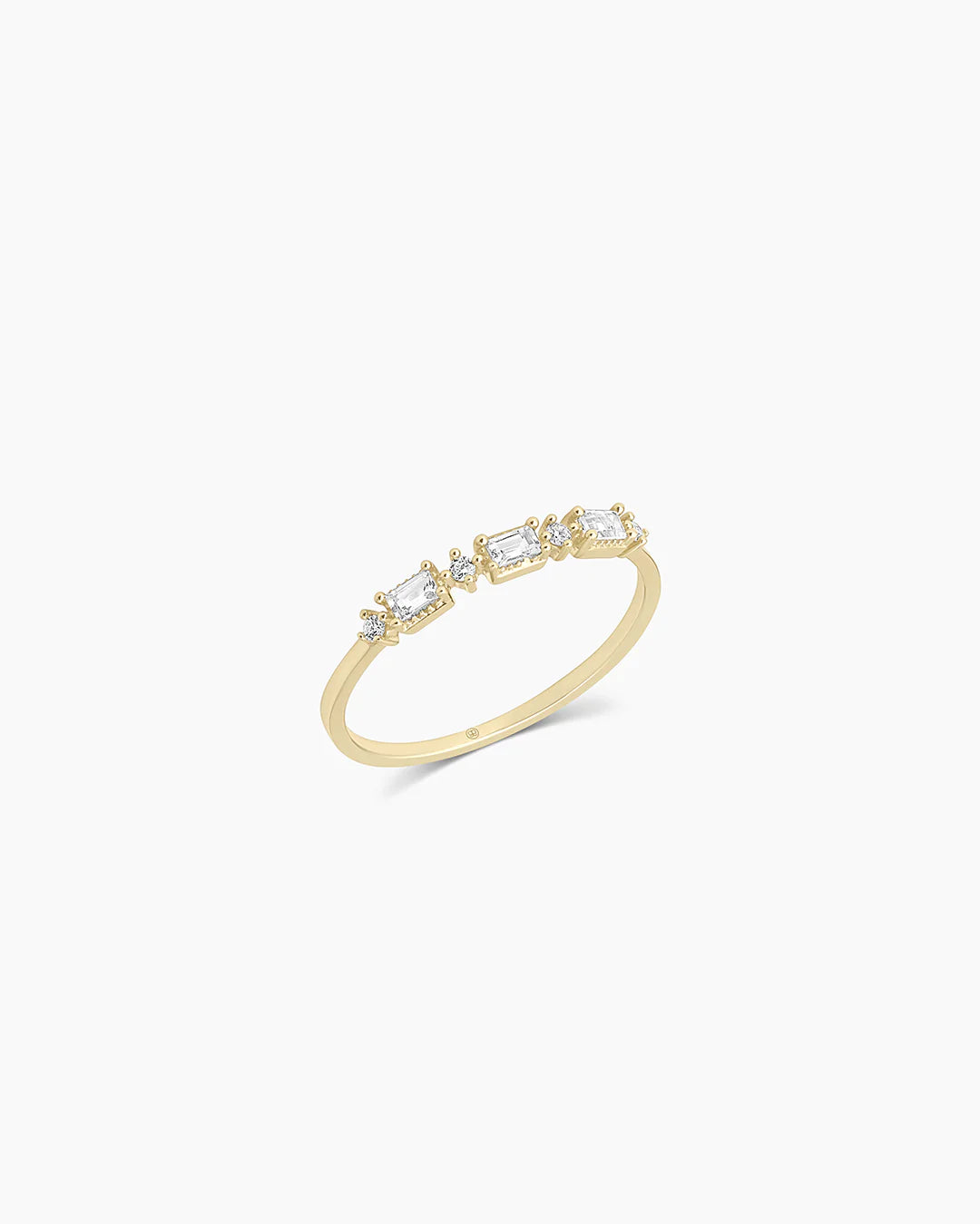 14K Baguette White Topaz and Diamond Ring