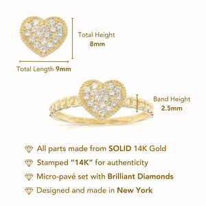 14K Gold Lab Diamond Heart Ring, 0.17Ctw
