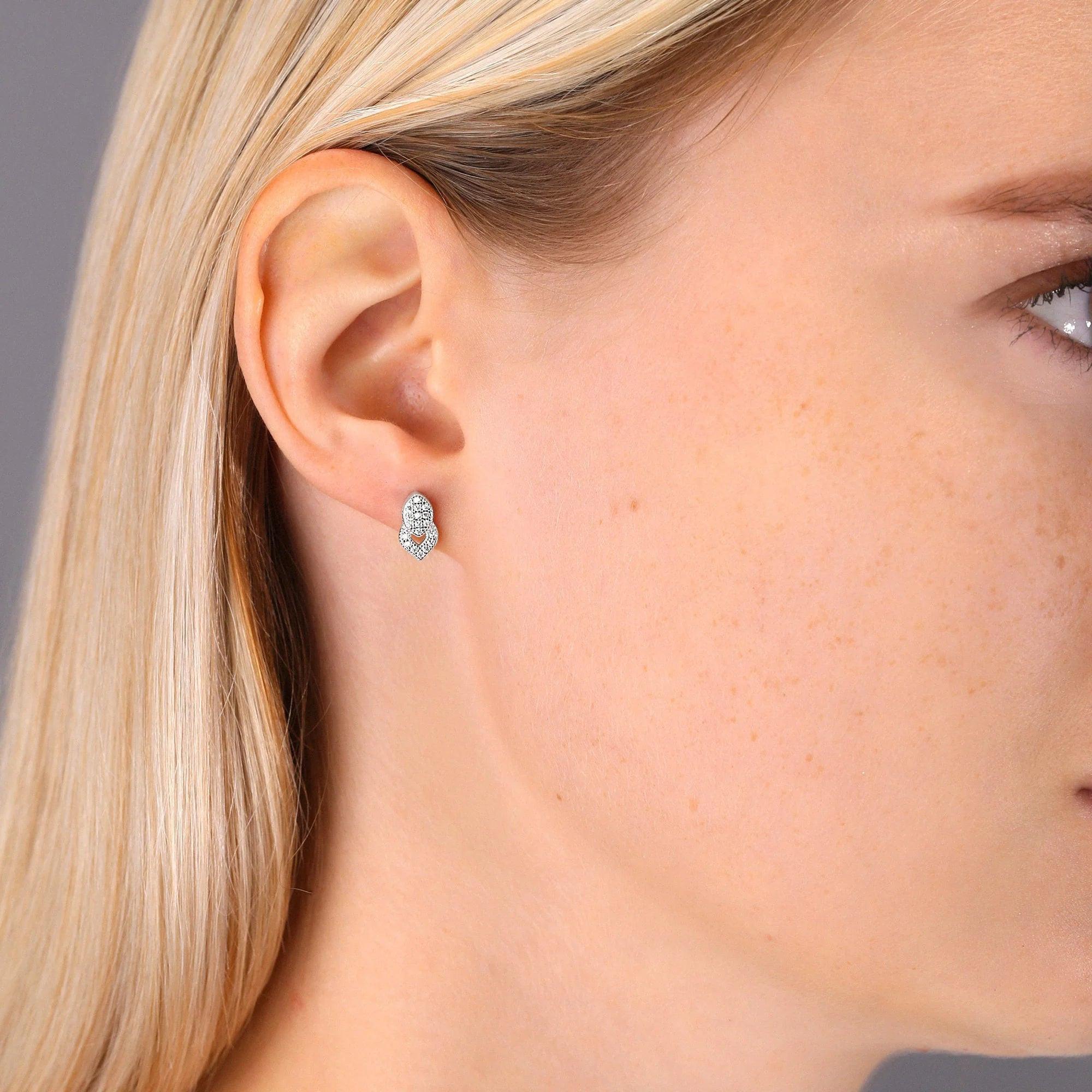 Stunning Sterling Silver CZ Double Teardrop Stud Earrings.
